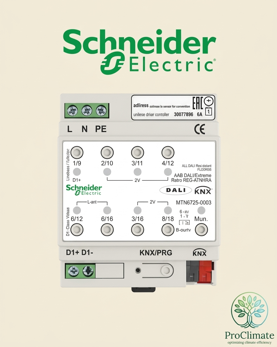 Gateway KNX–DALI Schneider SpaceLogic Basic, 1 linie / 16 grupuri / 64 balasturi, MTN6725-0003